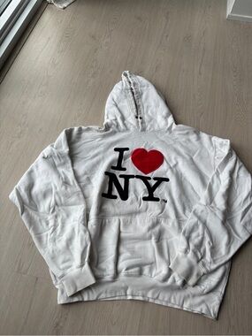 I Heart NY White Hoodie with Red Heart Graphic